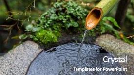  Presentation with water bamboo - Amazing slide deck having water bamboo in japanese temple backdrop and a gray colored foreground