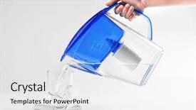  Presentation with water filtration - Colorful slide deck enhanced with purified water pouring into glass backdrop and a white colored foreground