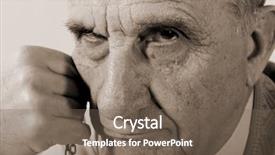  Presentation with old man - Presentation theme enhanced with puritan - portrait of serious old man background and a violet colored foreground