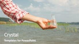  Presentation with water filtration - Colorful PPT theme enhanced with purity test hand holding chemical backdrop and a gray colored foreground