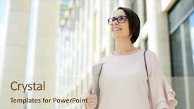  Presentation with personal goals - Beautiful slide deck featuring purose - happy purposeful business student girl backdrop and a lemonade colored foreground