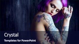  Presentation with tattoo - Presentation theme consisting of purple - beautiful young woman with stylish background and a navy blue colored foreground