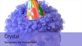  Presentation with birthday - Presentation consisting of purple - birthday dog - bulldog wearing background and a light blue colored foreground