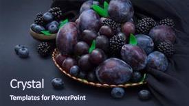  Presentation with fruit - Cool new slides with purple - blue fruit on the table backdrop and a tawny brown colored foreground