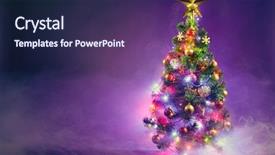  Presentation with christmas tree - PPT layouts consisting of purple - christmas tree in frozen mist background and a violet colored foreground