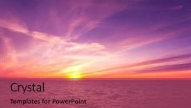  Presentation with sunset - Slide deck having purple - glowing paradise sunset over water background and a violet colored foreground
