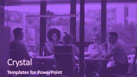  Presentation with duo - Presentation theme featuring purple - group of business people discussing background and a violet colored foreground