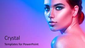  Presentation with girl model - Amazing slide set having purple - high fashion model girl backdrop and a lilac colored foreground