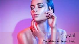 Presentation with neon - PPT theme having purple - high fashion model woman background and a coral colored foreground