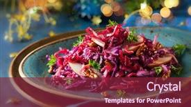  Presentation with christmas dinner - PPT theme having purple - red cabbage salad with apples background and a violet colored foreground