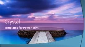  Presentation with dinner blue - Beautiful PPT theme featuring purple and blue cloudy sky backdrop and a coral colored foreground