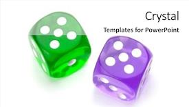  Presentation with purple green - Slide deck with purple and green dice background and a white colored foreground