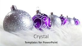  Presentation with silver christmas - Audience pleasing PPT theme consisting of purple and silver christmas baubles backdrop and a light gray colored foreground