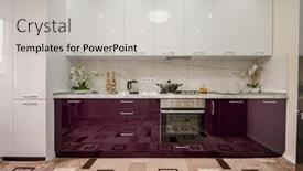  Presentation with minimalist - Presentation design consisting of purple-and-white-modern-kitchen background and a light gray colored foreground