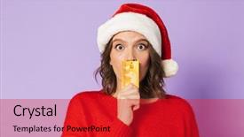  Presentation with christmas card - Theme having purple background holding debit background and a crimson colored foreground