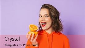  Presentation with purple wall - Slide deck featuring purple background wall holding orange background and a red colored foreground