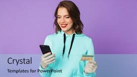  Presentation with purple wall - Beautiful PPT theme featuring purple background wall using mobile backdrop and a arctic colored foreground