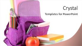  Presentation with school counseling - Audience pleasing presentation theme consisting of purple backpack with school supplies backdrop and a white colored foreground