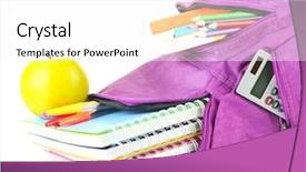  Presentation with backpack - Theme with riverbank scene with vivid reflections taken in the overberg region of south africa background and a dark gray colored foreground