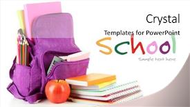  Presentation with backpack - Beautiful slide set featuring purple backpack with school supplies backdrop and a white colored foreground