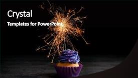  Presentation with cupcake - Theme featuring birthday sparkle - tasty cupcake on table background and a black colored foreground