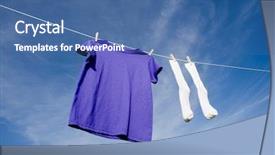  Presentation with socks - Amazing theme having purple-blank-t-shirt-hanging backdrop and a ocean colored foreground