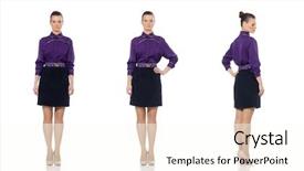  Presentation with purple and gold - Presentation enhanced with purple blouse isolated on white background and a  colored foreground