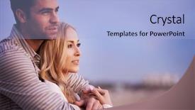  Presentation with beach - Cool new slides with purple blue - couple on beach at twilight backdrop and a light blue colored foreground