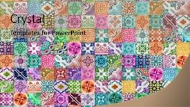  Presentation with purple green - Colorful presentation design enhanced with purple blue turquoise and green backdrop and a coral colored foreground