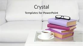  Presentation with purple education - Theme featuring purple books with cup background and a white colored foreground