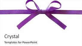 Presentation with purple - PPT theme enhanced with purple bow isolated on white background and a white colored foreground