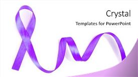  Presentation with breast cancer - Colorful presentation theme enhanced with purple breast cancer ribbon isolated backdrop and a white colored foreground