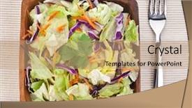  Presentation with fresh fruits salad on white - Audience pleasing presentation theme consisting of purple cabbage - mixed fresh vegetable salad backdrop and a coral colored foreground