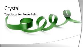 Presentation with ribbon green - PPT theme with purple curve - green silk ribbon on white background and a white colored foreground