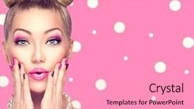  Presentation with nail art - Audience pleasing presentation theme consisting of purple design - beauty surprised fashion model girl backdrop and a coral colored foreground