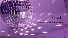  Presentation with 70s - Presentation theme with purple disco ball close-up background and a coral colored foreground