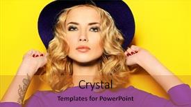  Presentation with bright yellow - PPT layouts consisting of purple dress posing over yellow background and a gold colored foreground