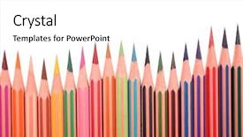  Presentation with crayons - Presentation theme with purple edge - wooden crayons perfectly sharpened placed background and a white colored foreground