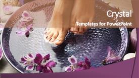  Presentation with feet - PPT layouts enhanced with purple flowers - female feet at spa pedicure background and a coral colored foreground