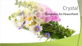  Presentation with purple flowers - Beautiful theme featuring purple foxglove flowers and other wild flowers in bouquet backdrop and a white colored foreground
