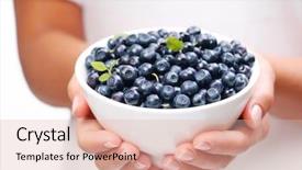  Presentation with blueberries - PPT theme consisting of purple fruit - crockery with blueberries in woman background and a lemonade colored foreground