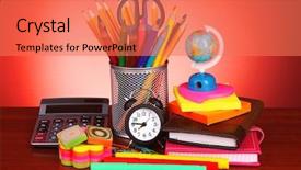  Presentation with red - Presentation theme with purple globe - stationery on red background background and a coral colored foreground