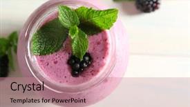  Presentation with smoothie - PPT theme having purple green - delicious berry smoothie with blackberries background and a coral colored foreground
