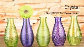  Presentation with brick wall - Cool new PPT layouts with purple green - different decorative vases on shelf backdrop and a lemonade colored foreground