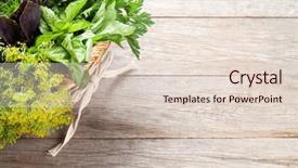  Presentation with herbs - Beautiful slide set featuring purple green - fresh garden herbs basket backdrop and a lemonade colored foreground