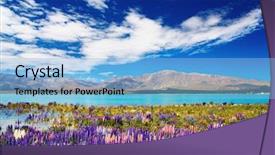  Presentation with purple green - Beautiful presentation theme featuring purple green - mountain landscape with lake backdrop and a light blue colored foreground