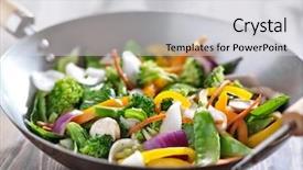  Presentation with stir fried bok choy - Slides with purple green - vegetarian wok stir fry background and a light gray colored foreground