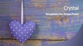  Presentation with purple heart - Colorful slide deck enhanced with hiker and photographer with tripod on rock and takes photos dreamy fogy landscape blue misty sunrise in beautiful valley below backdrop and a lemonade colored foreground