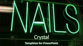  Presentation with 80s era neon lights sign - Cool new slide deck with purple high voltage - neon sign series nails backdrop and a forest green colored foreground