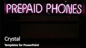  Presentation with 80s era neon lights sign - Amazing slide set having purple high voltage - neon sign series prepaid phones backdrop and a black colored foreground